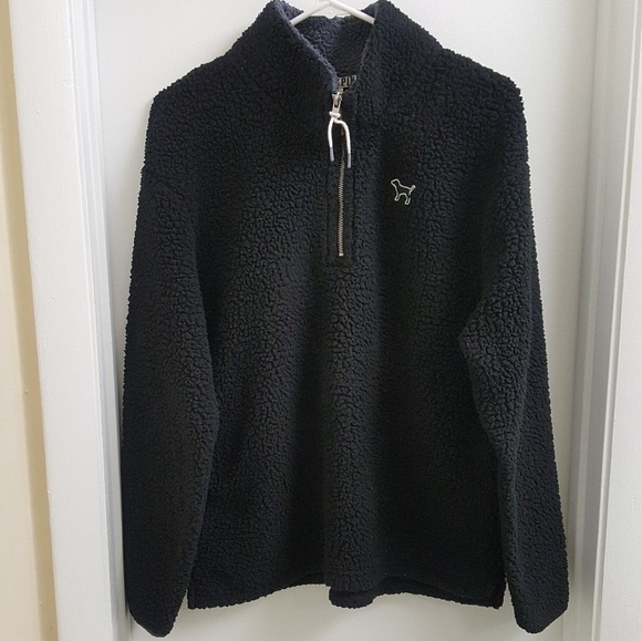 PINK Victoria's Secret Sweaters - 😍😍black VS pink Sherpa pullover sz M (oversized)